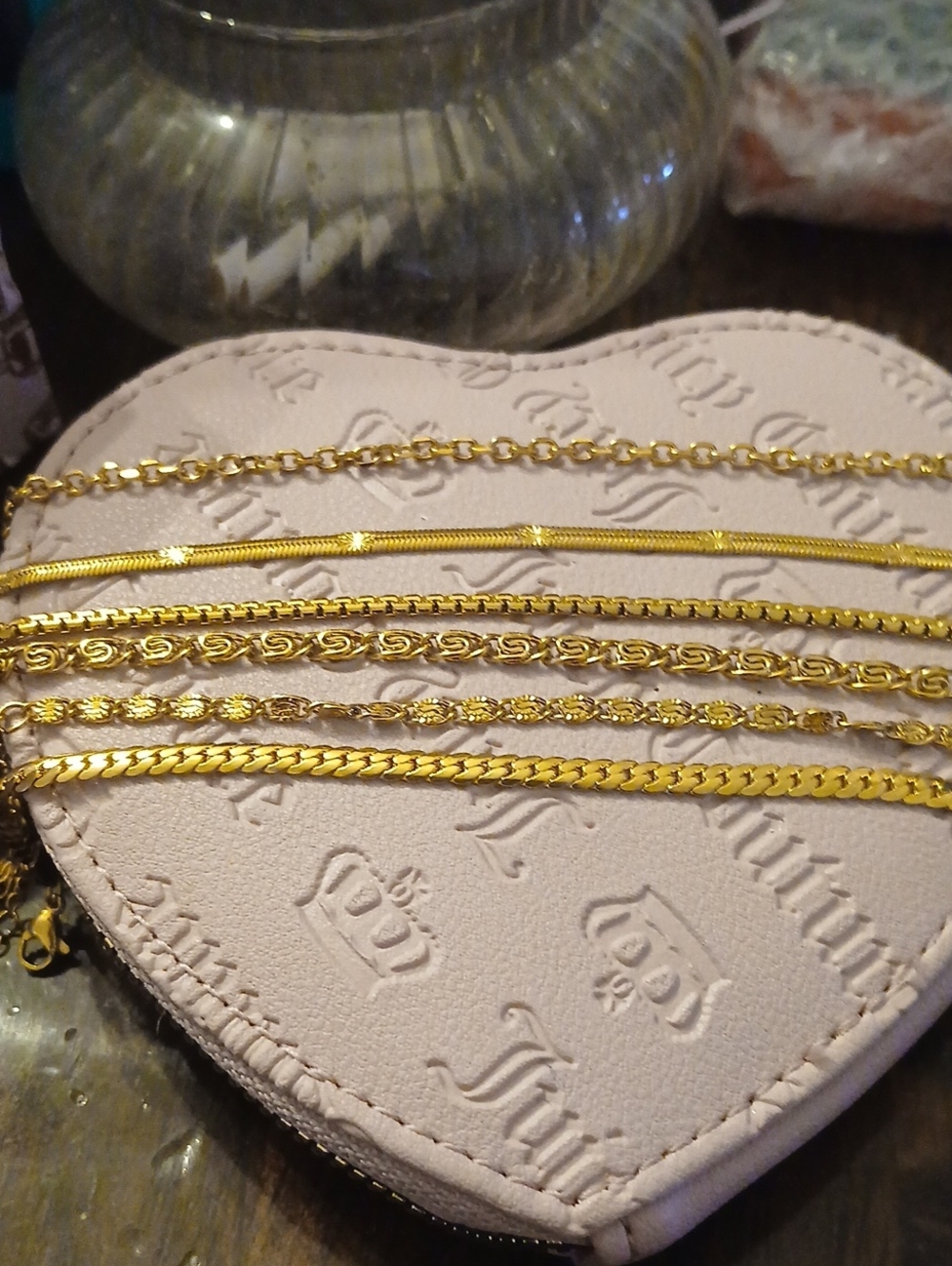 Elegant Gold-Tone Layered Chain Bracelets Set Stainless Steel Set Of 6